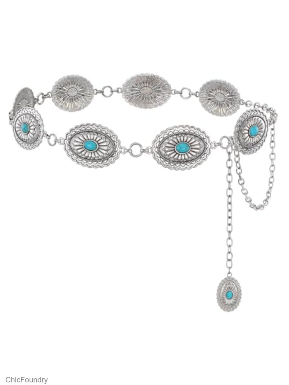 Boho Western Cowgirl Metal Concho Waist Chain Belt Adjustable